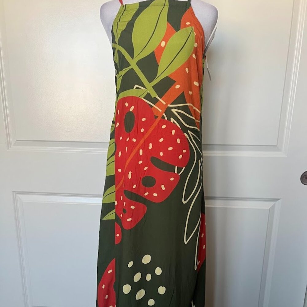 NWT Made in Guarda MIG Tropical Floral Green Maxi Long Dress Size P (Small) NEW